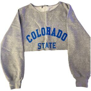 Cropped Colorado State Gray Fleece Sweatshirt Women’s 19” P2P Raw Hem